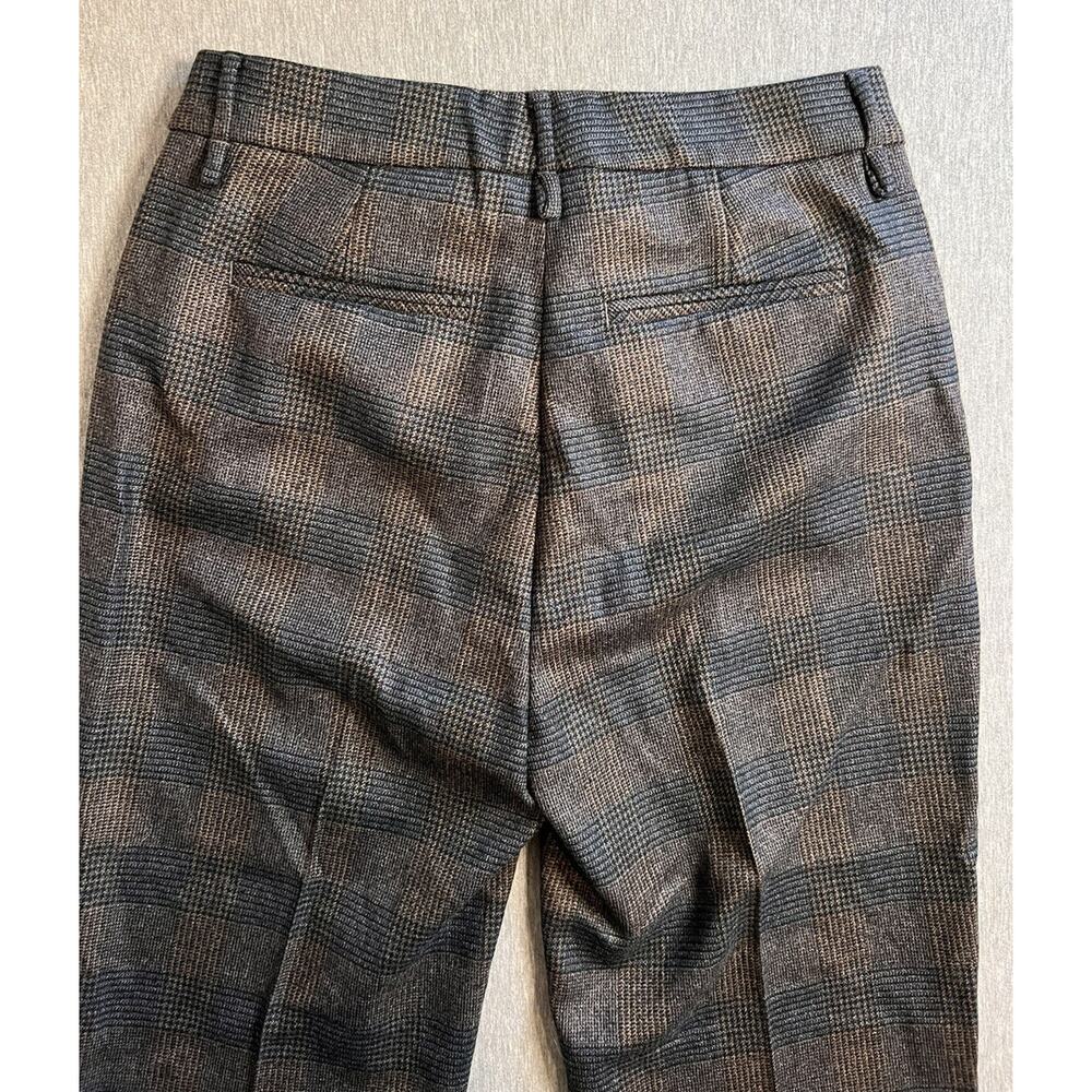 Via Masini 80 Womens Textured Check Pants Brown Bronze Thread Size 6 WOOL - Picture 4 of 10